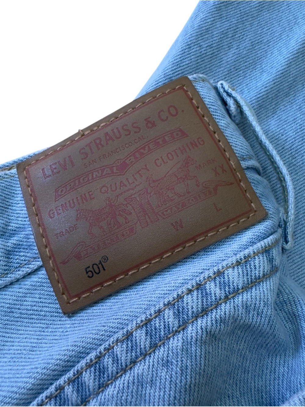 Levis Premium 501 Big E Cropped Jeans Womens 30 Light Wash Straight Leg Denim - Picture 9 of 15